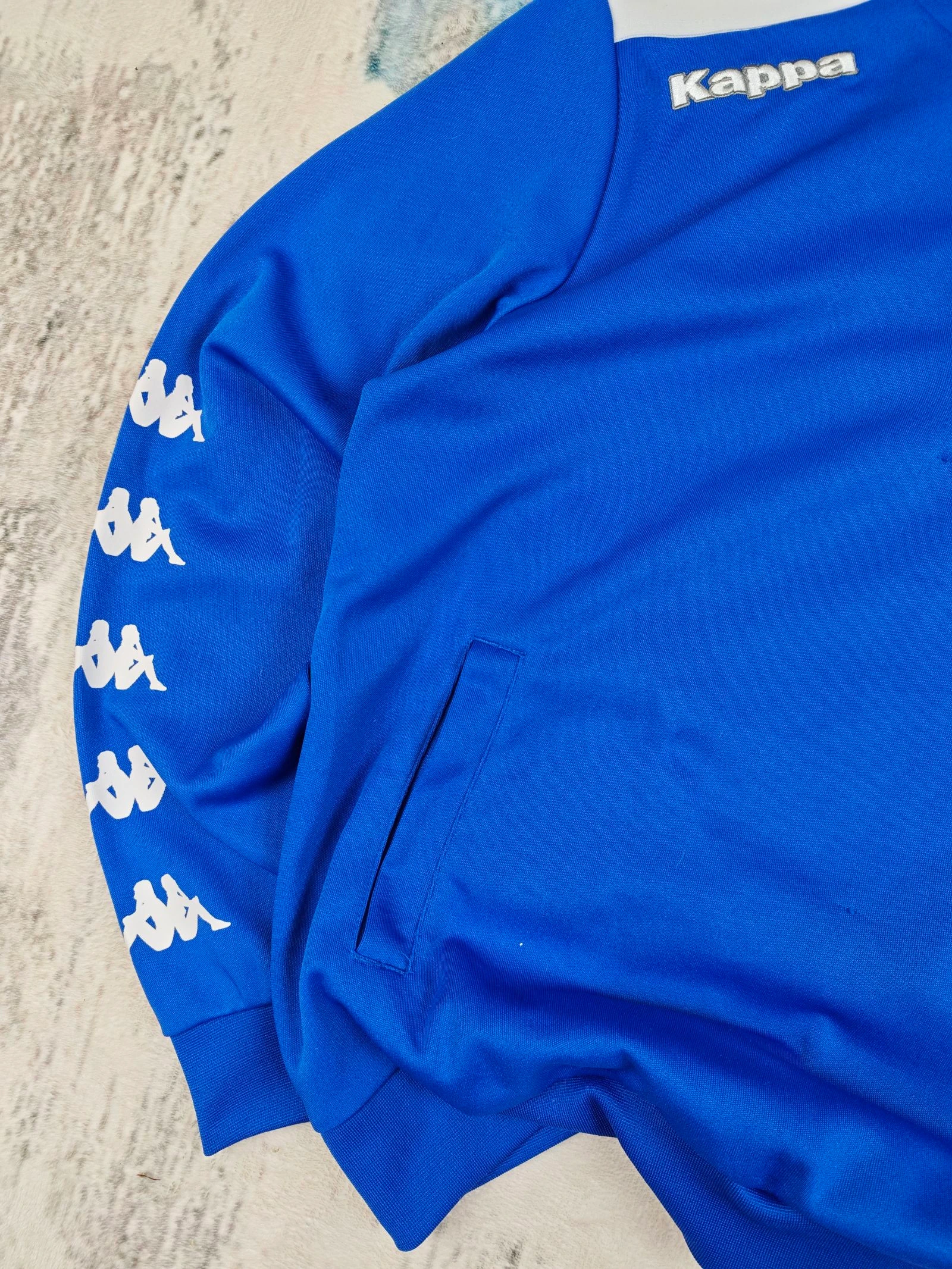 Jaqueta de treino Kappa Real Betis Football azul branco com zíper quarto tamanho G – photo 7